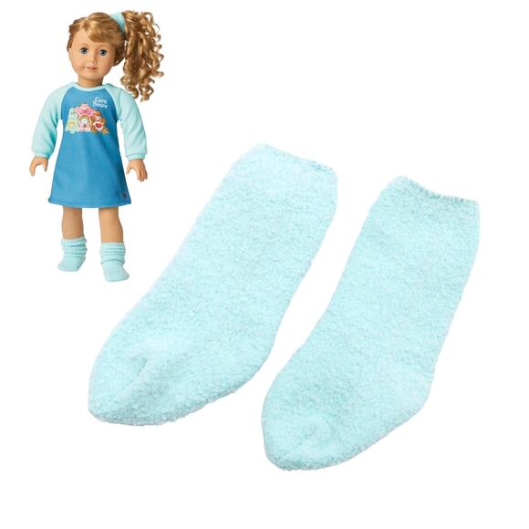 American Girl Other - American Girl DOLL SOCKS Courtney Care Bear PJS Pajama Sleep Socks Blue Plush!